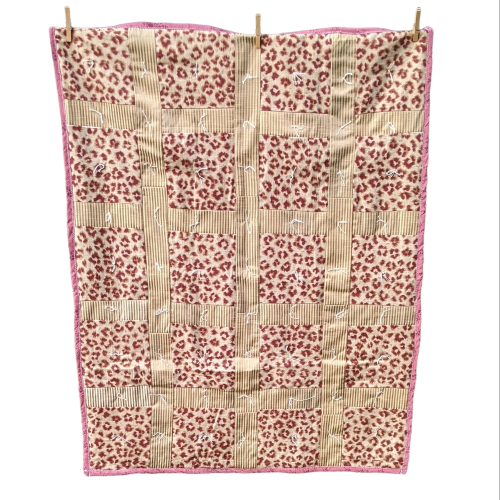Quilt, handmade, animal print, floral, stripes 34W * 45.5 H